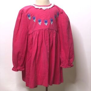 Vtg Kids Classics pink tulip corduroy dress 4T